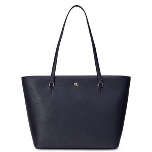 Lauren Ralph Lauren Reversible leather Tote bag, Navy and Tan leather